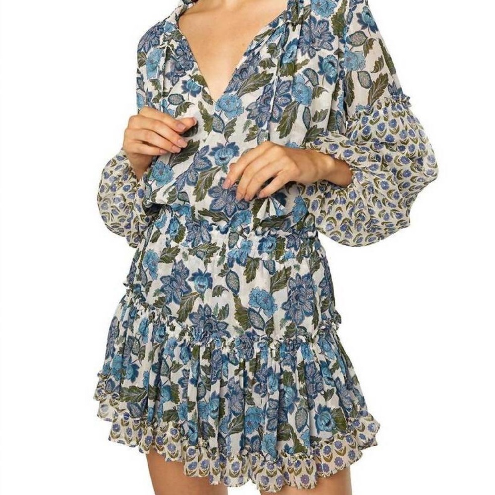 Floral Blue and Green Women's Dress